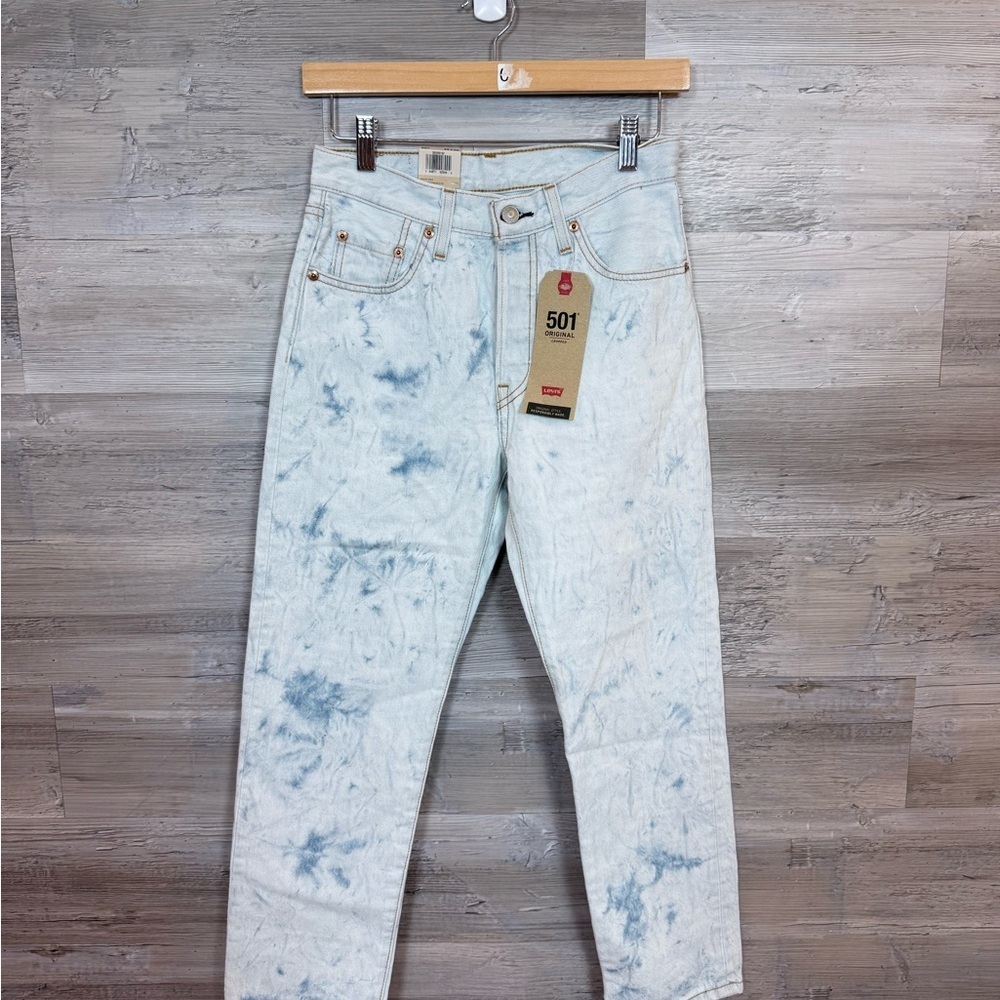 NWT Levi’s 501 Original Cropped Jeans - Marble Acid Wash - High Rise - 25 x 26